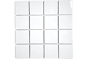Tenedos 5 sq.ft. White 3x3 Porcelain Tile – Polished Square Mosaic for Kitchen Backsplash, Bathroom Walls, Showers, Countertops, Pools, Spas & Decorative Accents