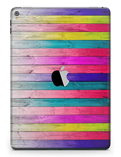 Wood Pattern Design Skinz Premium Full-Body Cover Wrap Decal Skin Kit for the Apple iPad Pro 12.9-inch 2nd generation - (A1670/A1671) - Vibrant Neon Colored Wood Strips