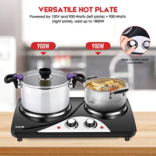 CUKOR Electric Hot Plate, 1800W Countertop Burner, Dual Electric Burner