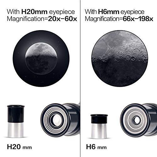 Upchase Astronomisches Teleskop, 400/70mm Refraktor Teleskop Schwarz, Einfach zu Montieren und zu Verwenden, Ideal für Anfänger,Kinder und Erwach für Mond, Planeten und Sternenbeobachtung – Bild 7