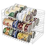 Smart Design Premium 3 Tier Can Rack Organizer w/Adjustable Shelves - Steel Metal Frame - Cans, Jars, Cooking Ingredients Organization - Kitchen (14.5 x 10.25 Inch) [White]