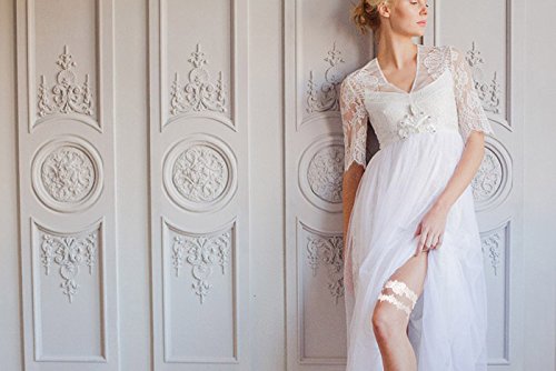 Lace Garter Set Wedding Garter Belt Flower Floral Design Garter for Bride Ivory