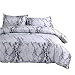 NTBED Marble Duvet Cover Sets Full Modern White Gray Quilt Cover with 2 Matching Pillow Shams Grey Microfiber Printed Bedding Set