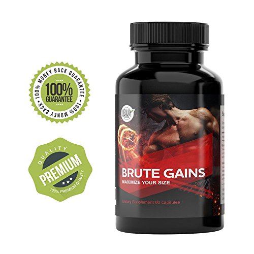 BRUTE GAINS - Muscle builder | Male enhancer | Workout help | Stamina, strength & energy booster | Free testosterone | Fat burner | Sexual improvement | Added endurance | Fortify metabolism