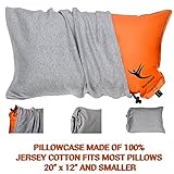 Premium Pillowcase for Inflatable Camping Pillows - 100% Soft Jersey Cotton, Full Coverage for Maximum Comfort - Fits 20