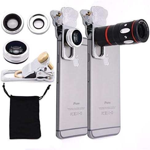 Jielin 4 in 1 Universal 10x Mobile Phone Telescope Clip Camera Lenses 0.67X Wide-angle 180 Degree Fisheye Macro Lens(Silver)