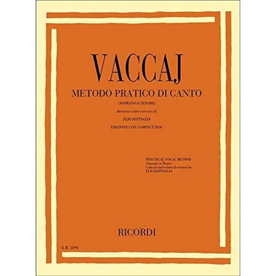 Vaccai: Practical Vocal Method - High Voice: Soprano/Tenor - Book/CD