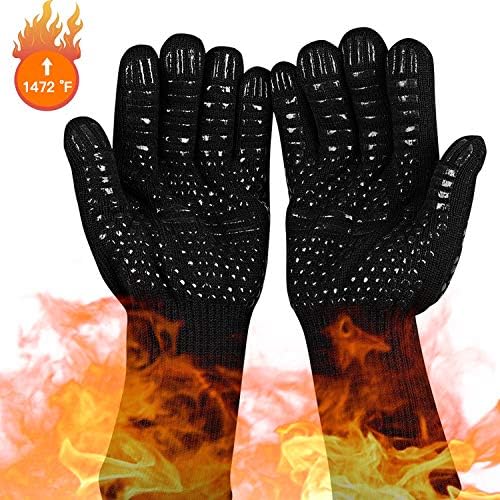 HULIONS BBQ Gloves 1472℉ Extreme Heat Resistant Grill Gloves Premium Insulated Oven Mitts with L5 Cut Resistant for Cooking, Grilling,Cutting, Welding, Smoker Fireplace(1 Pair) (Men's)