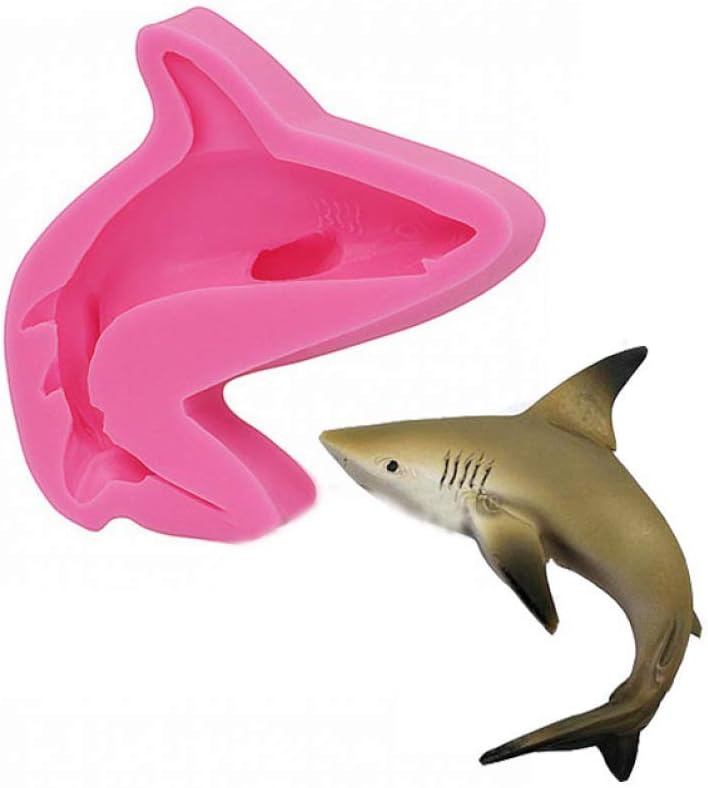 Marine Animal Shark Fudge Silicone Mold for DIY Candy Handmade Ice Cream Pudding Cupcake Cake Topper Decoration Desserts Fondant Mold Jelly Shots Ice Cube Soap Mould Gum Paste Crystal Chocolate