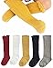 Gellwhu Cable-Knit Knee High Cotton Socks For Newborn Baby Girls Boys Toddlers 5- Pack (1T-3T)