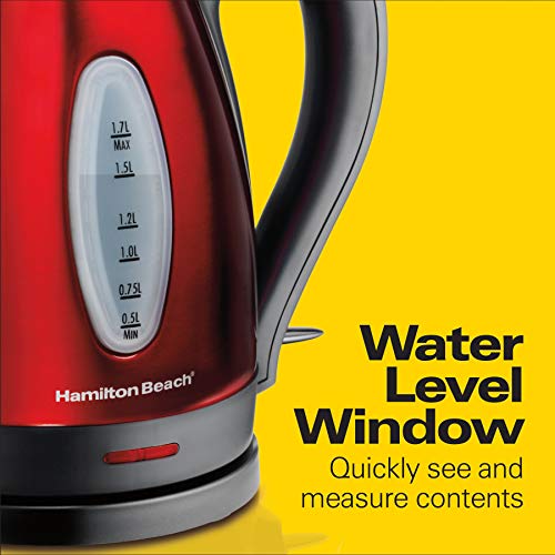 Hamilton Beach Electric Tea Kettle, Water Boiler & Heater, 1.7 Liter, Cordless Serving, 1500