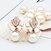 Kemstone Rose Gold/Silver Plated Flower Pearl Earrings Stud/Clip On for Women