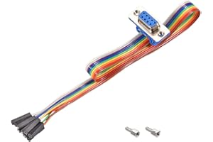uxcell IDC Rainbow Wire Flat Ribbon Cable DB9 Female to 9P Connector 2.54mm Pitch 11.8inch Length
