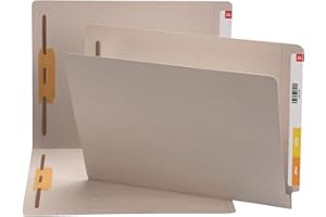 Smead End Tab Fastener Folder, Reinforced Straight Cut, 2 Fasteners in Positions 1 and 3, Letter Size, Gray, 50-Pack (25849)