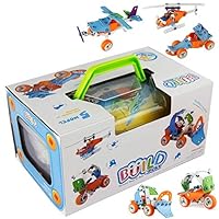 PBOX PBOX -132Pcs, 5-in-1 DIY Creative Stacking Toys, Stem Learning Models Transform Car Airplane Building Kits, Educational Construction Engineering Toy 5+ Year Boys&Girls