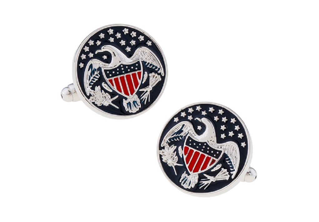 MRCUFF Seal America American Eagle USA President POTUS Pair of Cufflinks in a Presentation Gift Box & Polishing Cloth, Metal