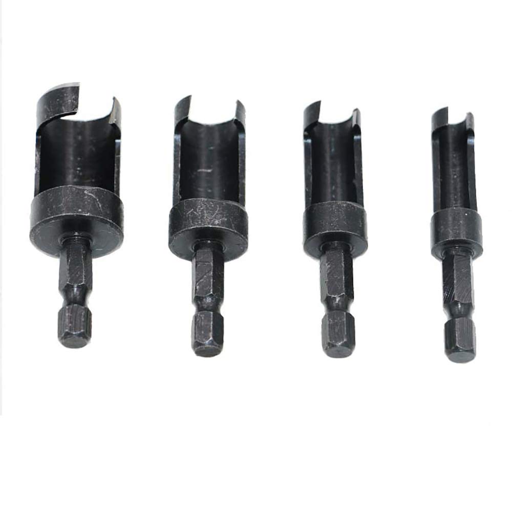4pcs Hex/Round Shank Drill Bit Set Plug Wood Cutter Tool Woodworking Tenon for Counter Bored Holes Drill Bits Set