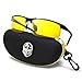 BLUPOND Night Driving Glasses - Semi Polarized Yellow Tint HD Vision Anti Glare Lens - Unbreakable Metal Frame with Car Clip Holder - Knight Visor (BlackCase)