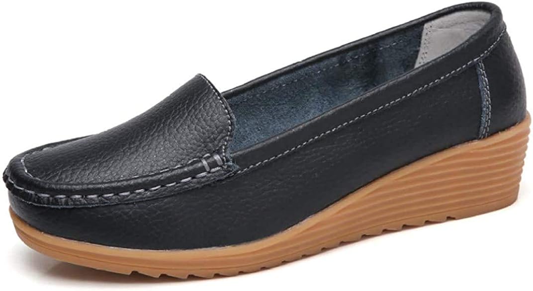 OOLG Womens Low Wedge Heel Loafers Comfort Slipon Driving