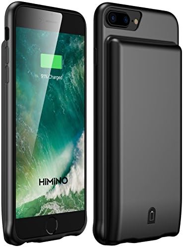iPhone 7 Plus/ 8 Plus Battery Case, Himino 7000mAh Extended Rechargeable Power Bank Battery Charger Case, Support Contact iPhone Lighting Headphones for iPhone 8 Plus/7 Plus/6 Plus/6S Plus (Black)