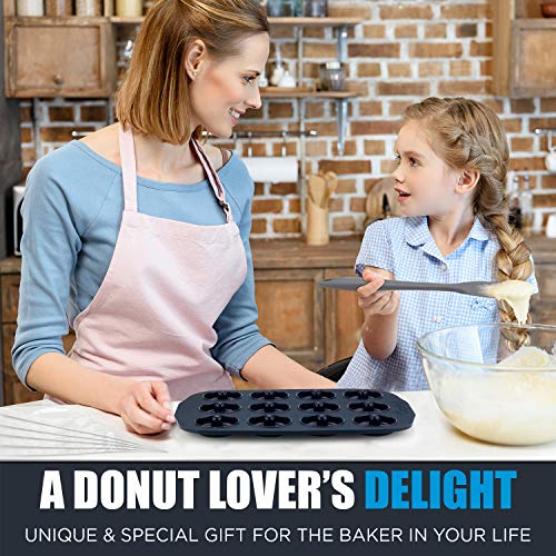 Chefast Mini Donut Pan Set - Combo Kit of 12-Hole, Non-Stick Silicone Doughnut Maker, 5 Pastry Bags, and Spatula - Oven and Dishwasher-Safe Baking Mold for Small Donuts, Cookies, Resin Art and More