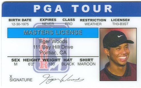 Tiger Woods Golf Pro Collectors Card