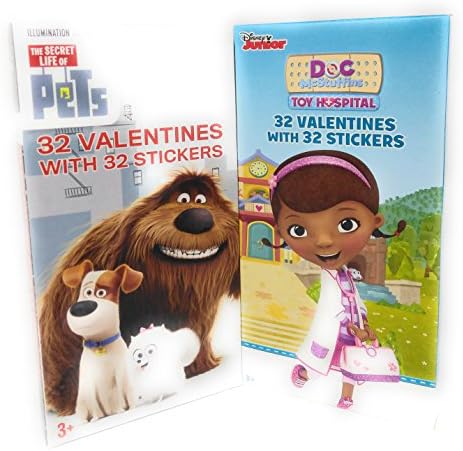 Happy Valentine's Day 32 Cards The Secret Life of Pets & Stickers with DOC McStuffins Bundle