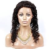 Unprocessed Natural Black Color Brazilian Virgin Human Hair Kinky Curly Full Lace Front Wig