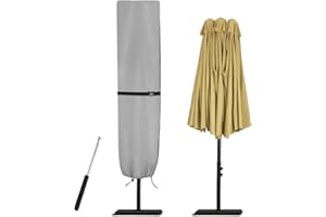 Zenicham Parasol Cover - 600D Waterproof Outdoor Umbrella for Patio With Sturdy Zipper, Anti-UV Cover Fits for Double-Sided 15 Ft Umbrella