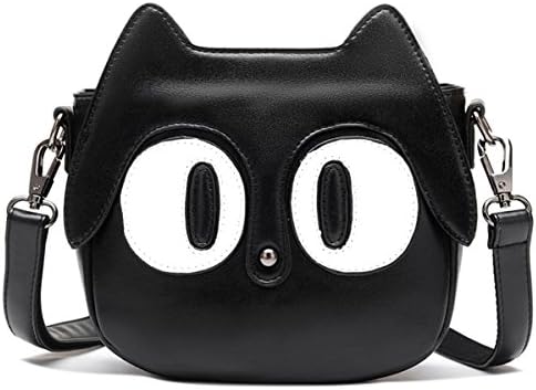 Hanshu Cute Big Eyes Cat Sling Bag Should Bag for Girls PU Leather Crossbody Bag