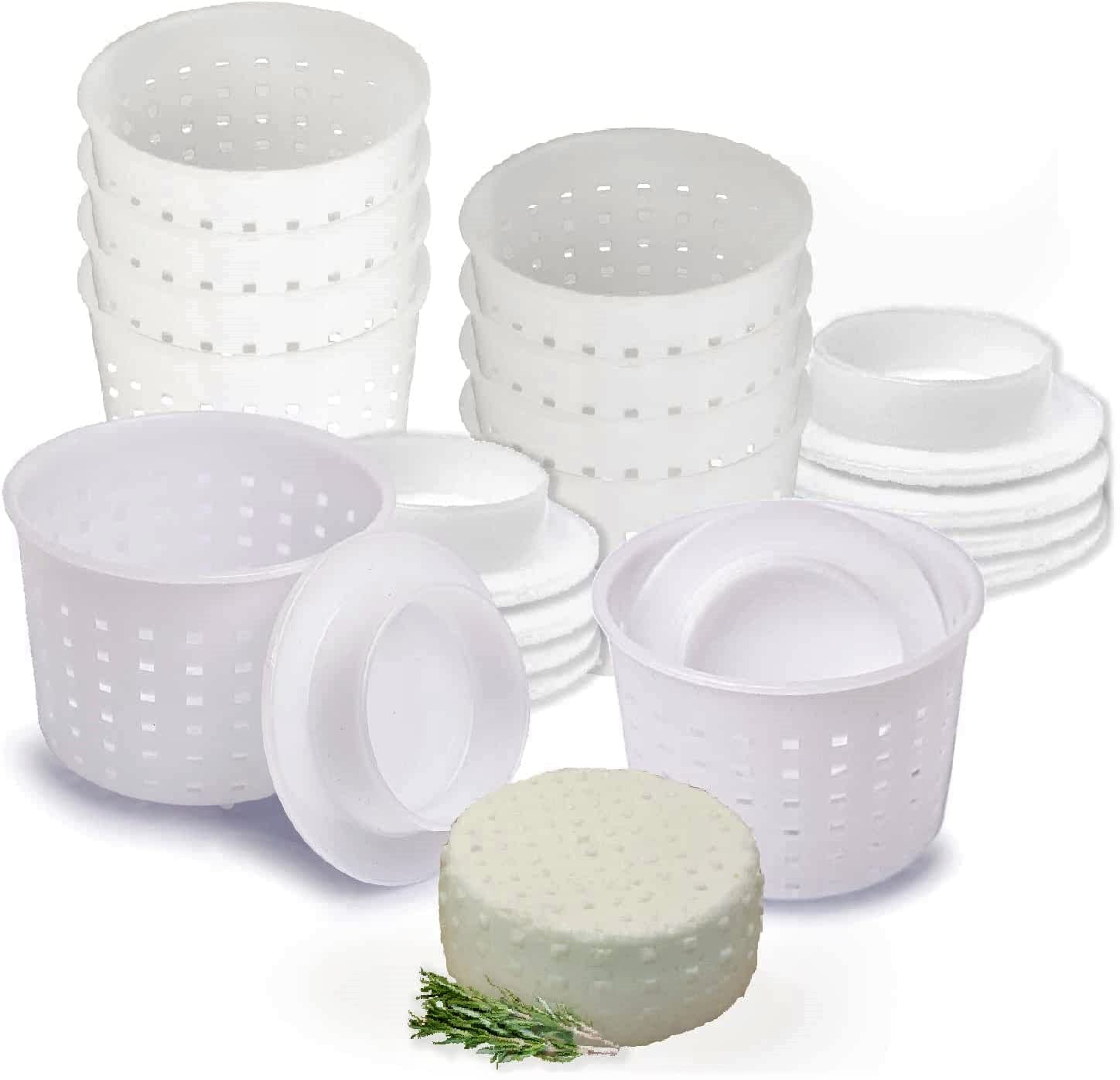 Photo 1 of 10 pcs Small Cheese Mold for Cheese Making with a Follower 1/3 QT - Cheddar Cheese Making Basket Kit - Homemade Cheese Making Supplies - Hard Cheese Form Molds - Moldes Para Queso Fresco Casero