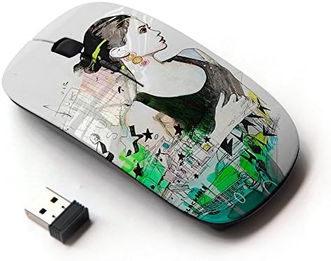 Planetar Colorful PrinTed Ultra-thin Wireless Optical 2.4Ghz Mouse - Black ( Female Ballerina Dancer Woman Funky )