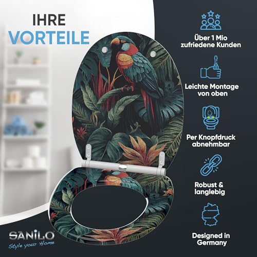 Sanilo Toilet Seat with Soft-Close Mechanism, Many Toilet Seat Lids to Choose From, Nice Finish, Easy Assembly, Sturdy Hinges (Exotic)