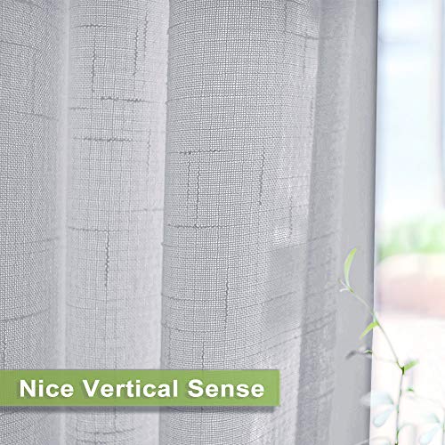 image for NICETOWN Bedroom Linen Look Curtains, Rod Pocket & Back Tab Semi-Trans