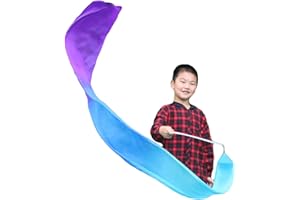 Winged Sirenny Youth Silk Ribbon Dancer Wand, Church Worship & Praise Adoration Dance Flag Banner, Juggling Play Silk Streamer with Rods.