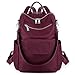 UTO Women Backpack Purse 3 ways Oxford Waterproof Cloth Nylon Ladies Rucksack Shoulder Bag Red