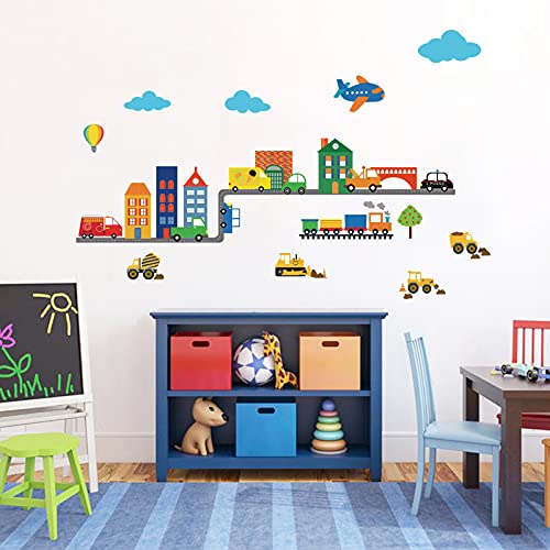 decalmile Construction Vehicles Wall Decals Cars Transportation Boys