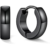 U7 Huggie Earrings, Small Hoop Earrings for Women, Hypoallergenic Stainless Steel Silver/Gold/Black Cartilage Earrings for Christmas Gift (7/8/9/10/12/14/16mm)
