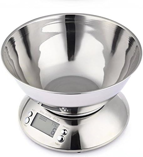 LLVV Digital Kitchen Scale 11Lb/5Kg Multifunction Accuracy Food Scale With Removable Bowl Tare Clock Temperature Indication
