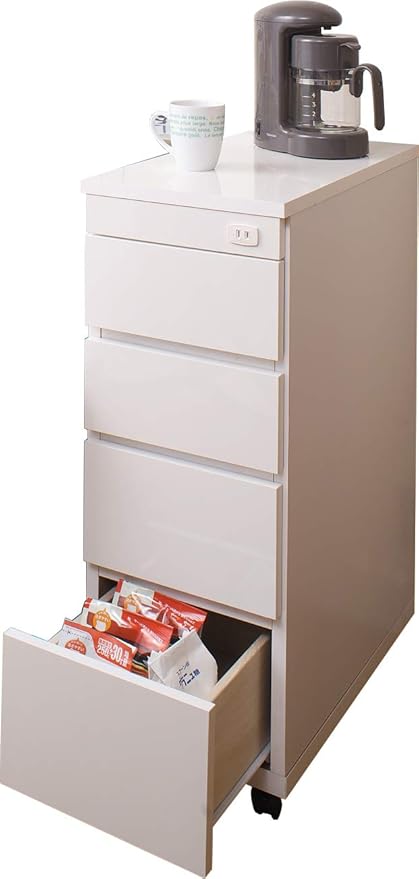 Amazon キッチンストッカー チェスト カウンター シンク横 隙間収納 スリム ホワイト 白 幅30 5 奥行き55 高さ85 おしゃれ キャスター付 コンセント付 キッチン収納 ランドリー収納 完成品 日本製 幅30 5 フラップシップファニチャー 介護用サイドレール