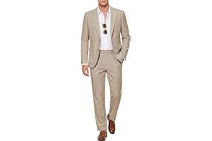 MAGE MALE Men's 2 Piece Linen Suits Casual Lightweight Blazer Jackets and Pants for Wedding Business Prom
