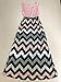 shangke Womens Ladies Striped Zig Zag Scoop Neck Chevron Print Tank Maxi Long Party Dress (S, Pink)