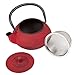 Creative Home Kyusu 10 oz. Cast Iron Tea Pot with Removable Stainless Steel Infuser Basket, Red