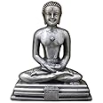Vishaka Arts Mahavir Swami Idol in Pure 925 Silver/Mahaveer Swami Statue in Silver Jain Religion God Sculpture 2 Inch (70 GMS)
