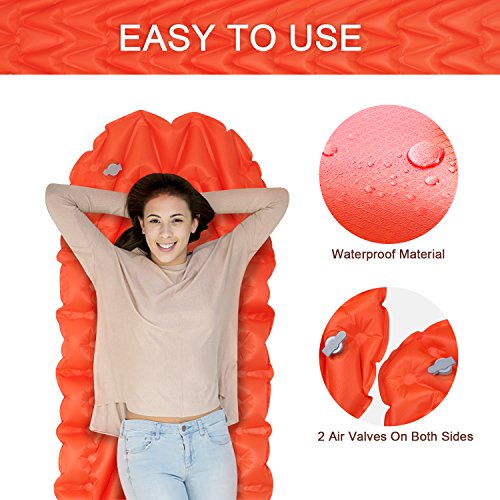 AuAg Ultralight Sleeping Pad Inflatable Lightweight Sleeping Mat with Air-Support Cells Design for Hiking, Backpacking, Camping, Traveling