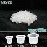 Tattoo Ink Caps Cups 300 pcs, Mixed Sizes #9 Small #13 Medium #16 Large