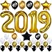 KATCHON 031 2019 Decorations-Large Size, Gold, Black and White Latex Graduation Balloons