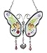 BANBERRY DESIGNS Love Butterfly Suncatcher - Pressed Dried Flower Hanging Butterfly with Love Charm - Husband Wife Girlfriend Boyfriend Anniversary Wedding
