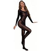 k.SELLOUT Women Full Body Stockings Oil Shiny Bodysuit Rave Outfits Clubwear