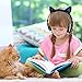 Wired Cat Ear Headphones with Blue LED Lights Volume Limited to 103 Db for Kids